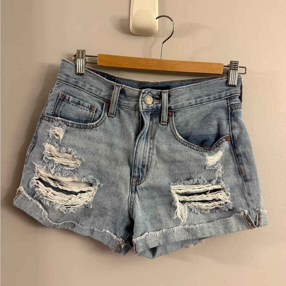 Aeropostale Light Blue Ripped Denim Shorts